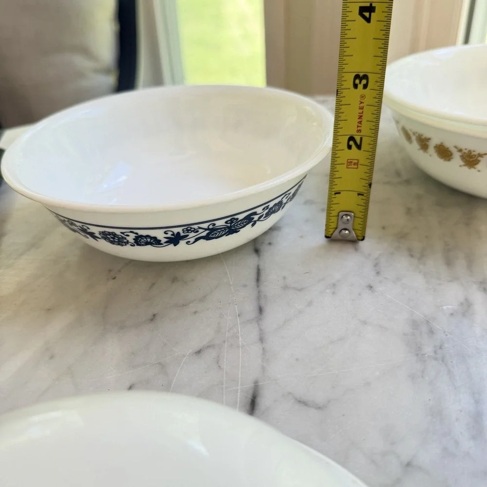 Vintage 70s Lot (4) Corelle Corning Old Town Blue Onion Cereal Soup Bowls 6.25